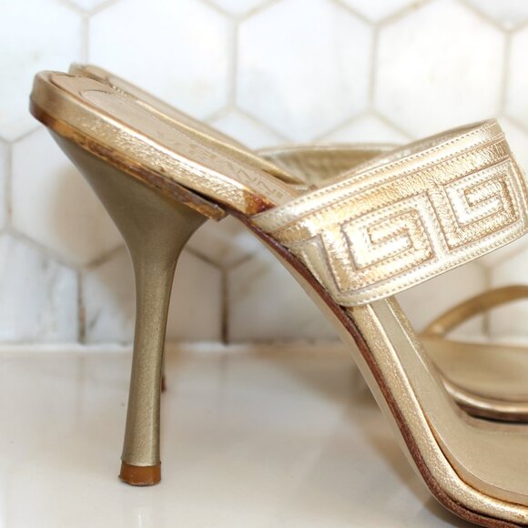 Vintage Versace Gold Strappy Sandals Heels - Picture 3 of 6